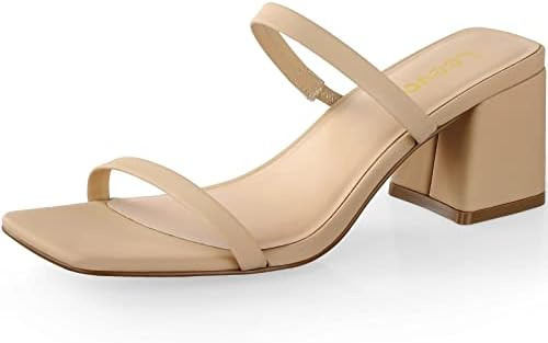 Leevar Square Toe Heeled Sandals for Women - Women's Low Block Heels Sandals - 2.25IN Open Toe An... | Amazon (US)