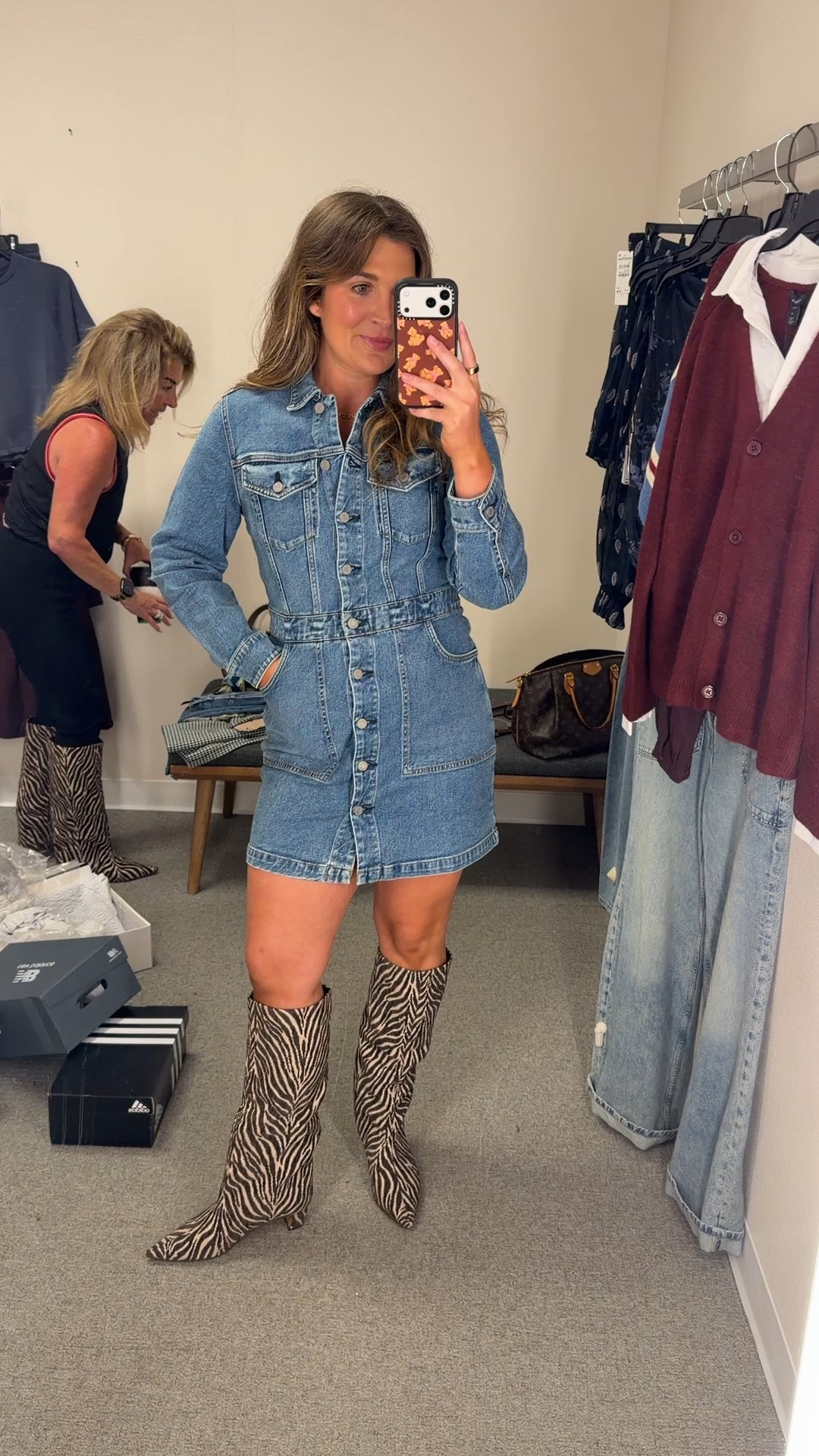 Zebra boots + denim dress!! Obsessed with these. Wearing a medium

#LTKgrwm #LTKootd