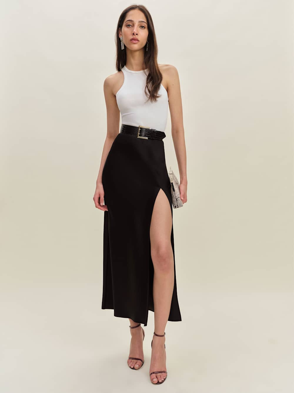 Layla Satin Skirt With Slit | Reformation (Global)