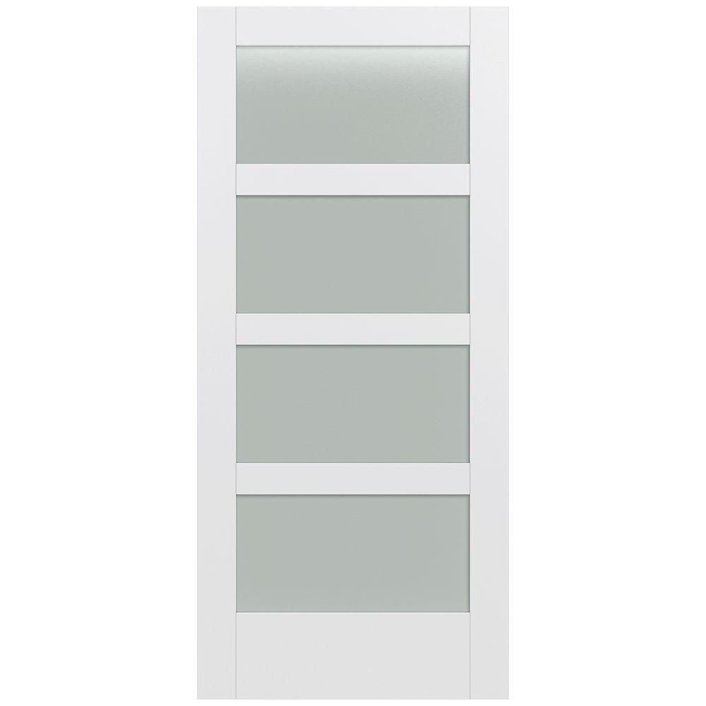 36 in. x 80 in. MODA Primed PMT1044 Solid Core Wood Interior Door Slab w/Translucent Glass | The Home Depot