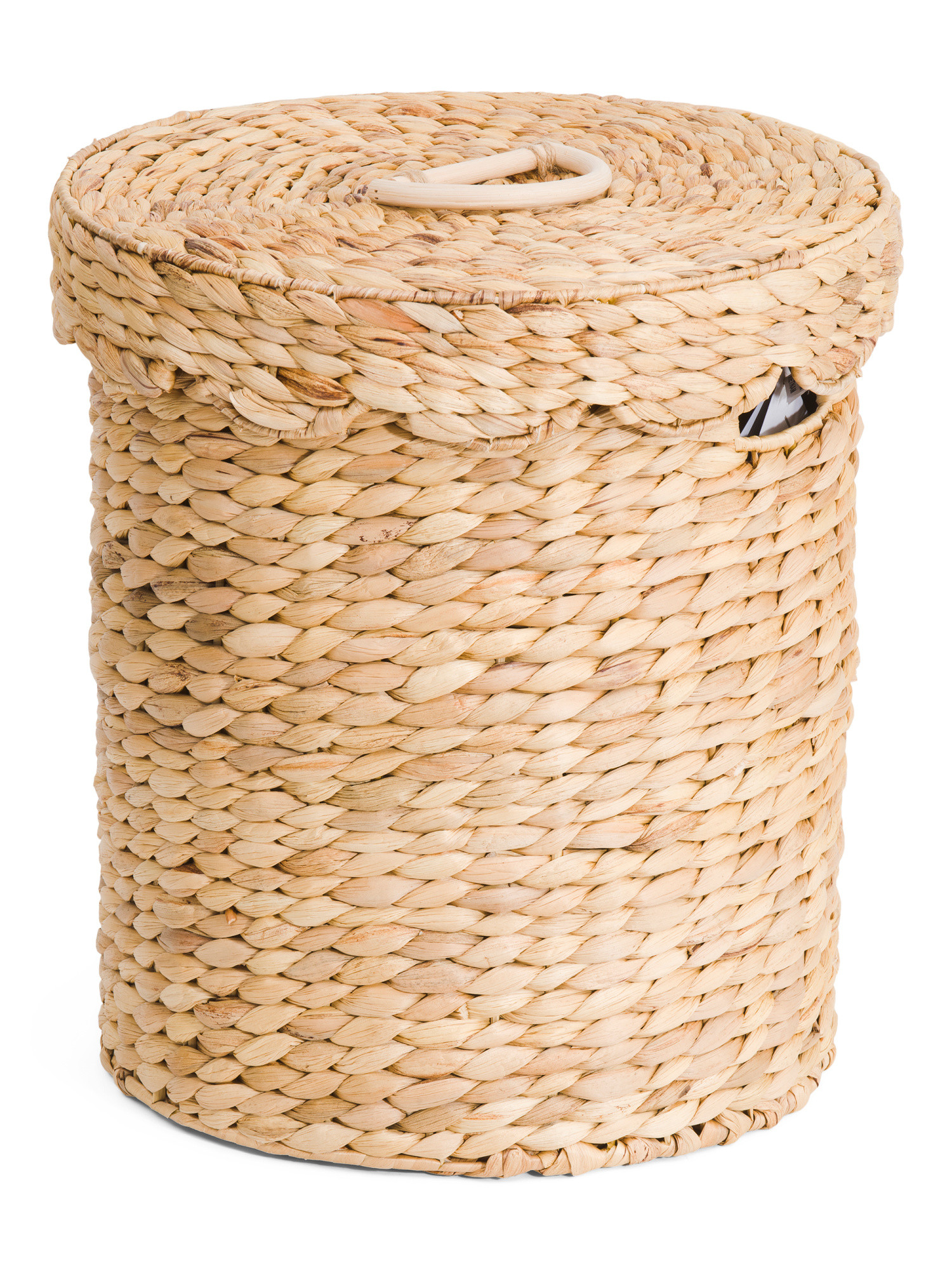 Water Hyacinth Ricenut Woven Round Basket With Lid | TJ Maxx