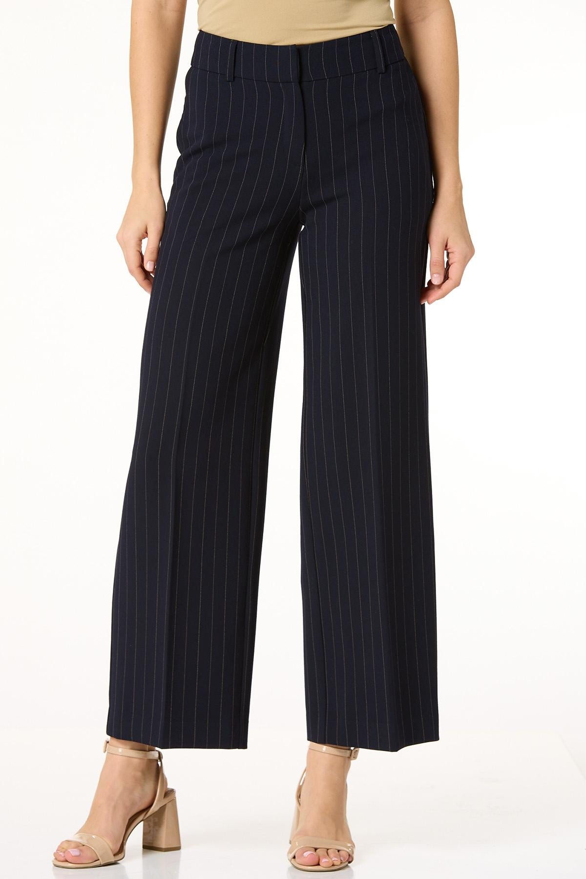 Navy Pinstripe Wide Leg Pants | Cato Fashions