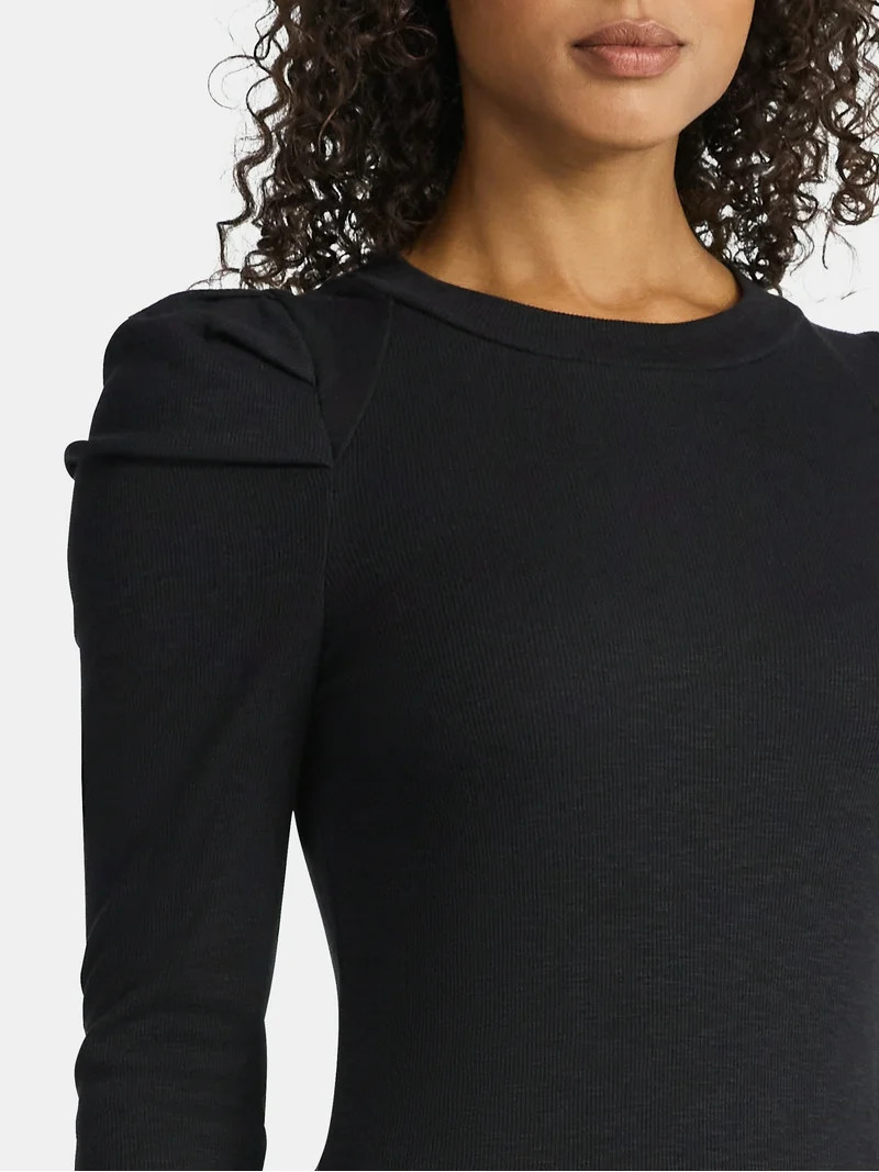 Time and Tru Women's Top with Long Puff Sleeves, Size XS-XXXL | Walmart (US)