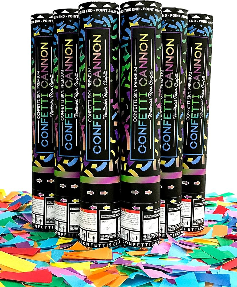 Confetti Sky [6 Pack] 12 Inch Confetti Cannons | Multicolor Confetti Poppers for Wedding Celebrat... | Amazon (US)