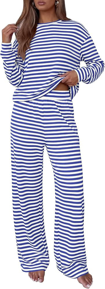 BTFBM Striped Lounge Set Sweatsuits Women 2 Piece Outfit | Amazon (US)