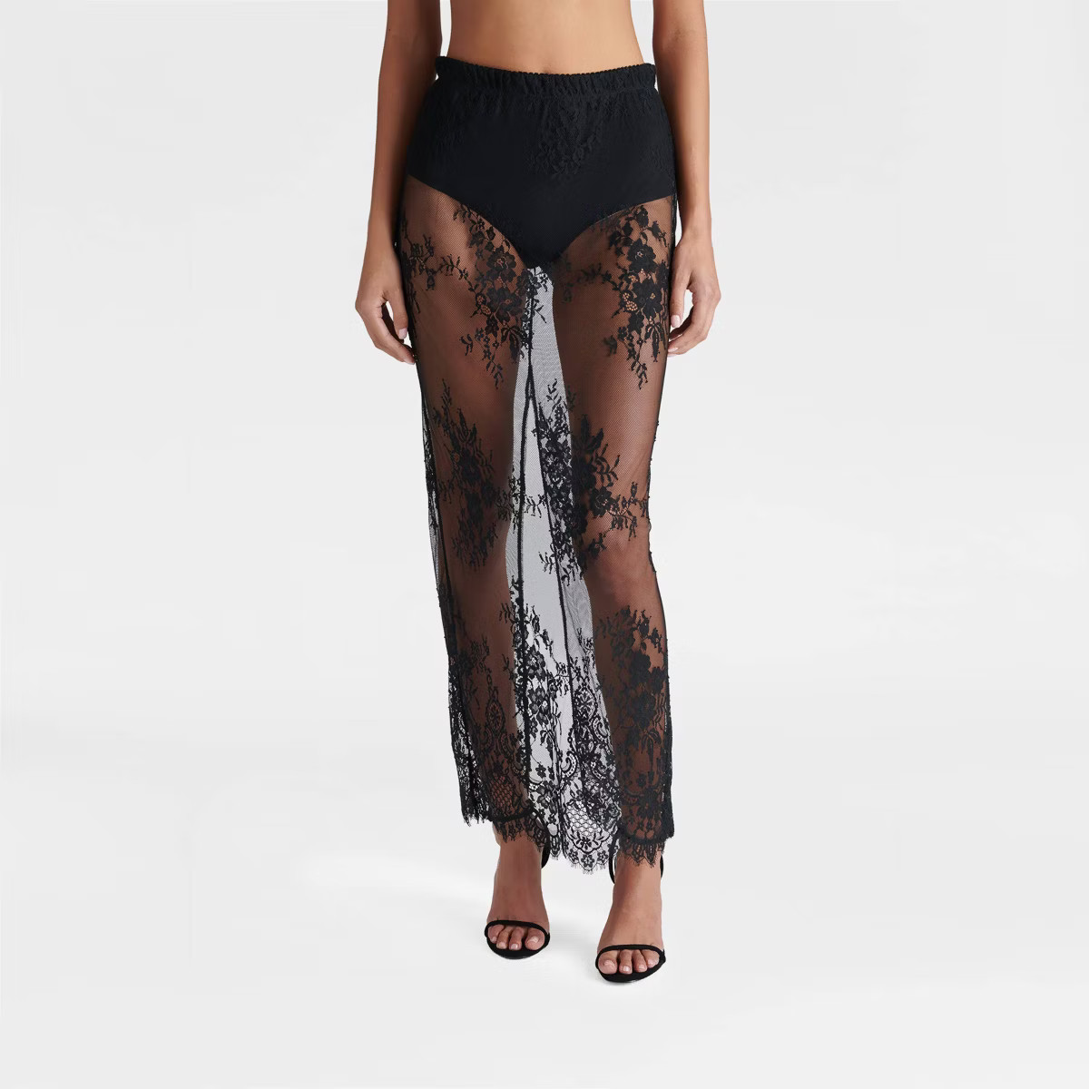 KBB by KAHLANA Women's 'The Illusion Lace Midi Skirt' - Black | Target