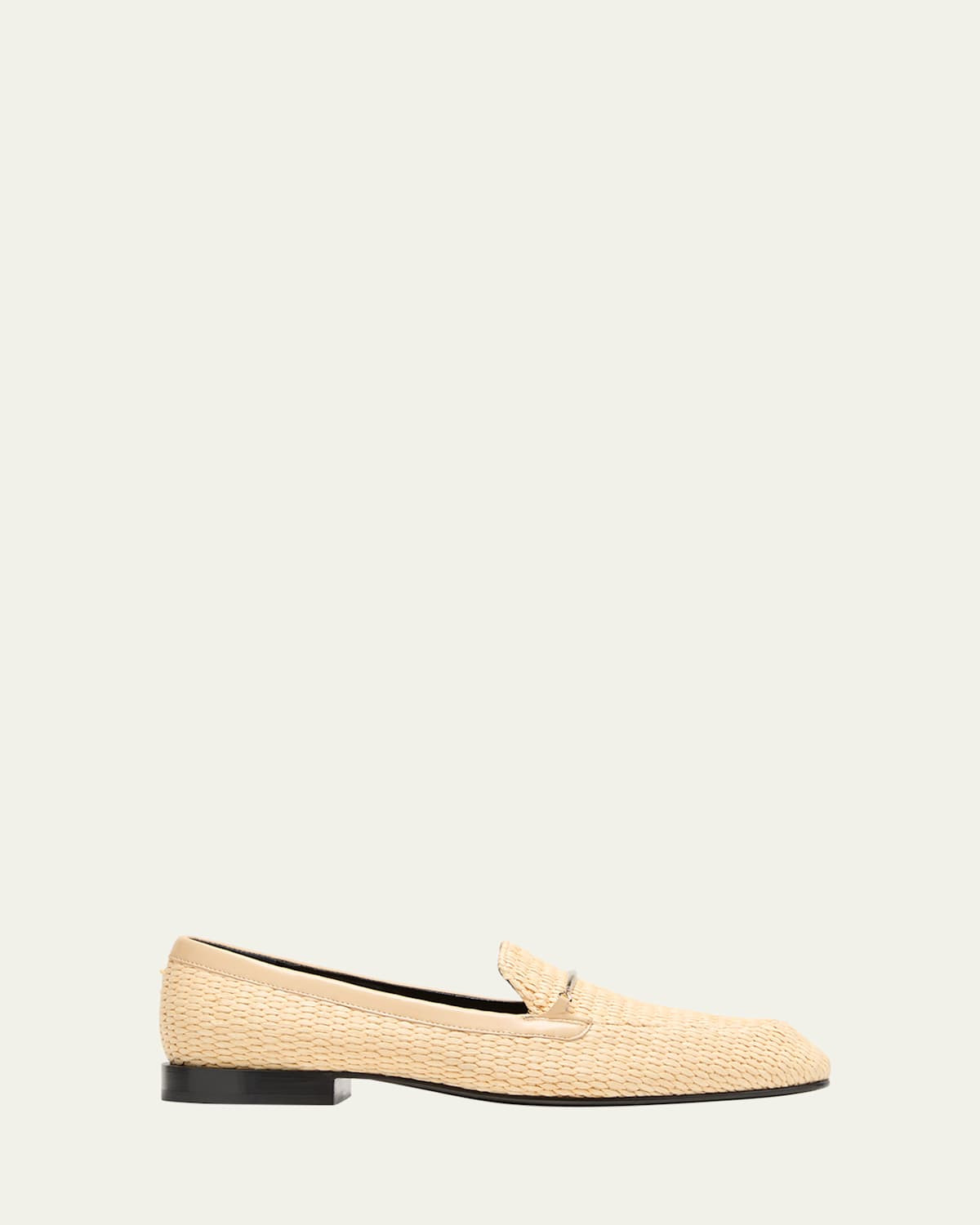 Raffia Metal-Strap Flat Loafers | Bergdorf Goodman