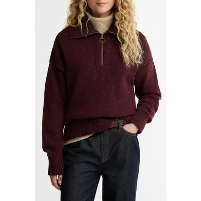 Barbour Lavensdale Wool Blend Half-Zip Sweater in Mink at Nordstrom, Size 10 Us | Nordstrom