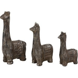 Leeds & Co 8.5"H x 2.5"W Black Metal Eclectic Llama Sculpture (Set of 3) | Cymax