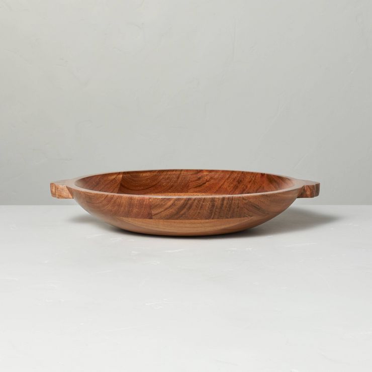 Wood Bowl with Carved Handles Brown - Hearth &#38; Hand&#8482; with Magnolia | Target