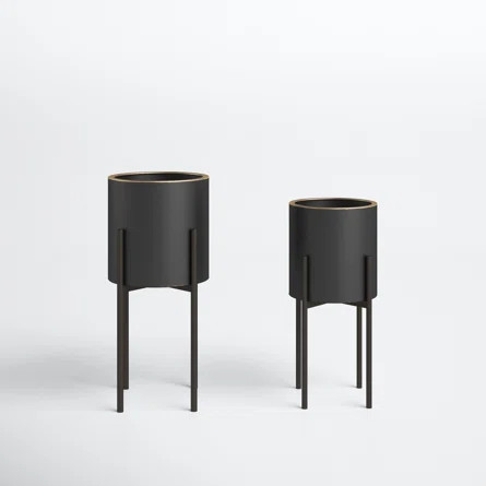 Joss & Main Dupoint 2 - Piece Metal Pot Planter Set | Wayfair North America