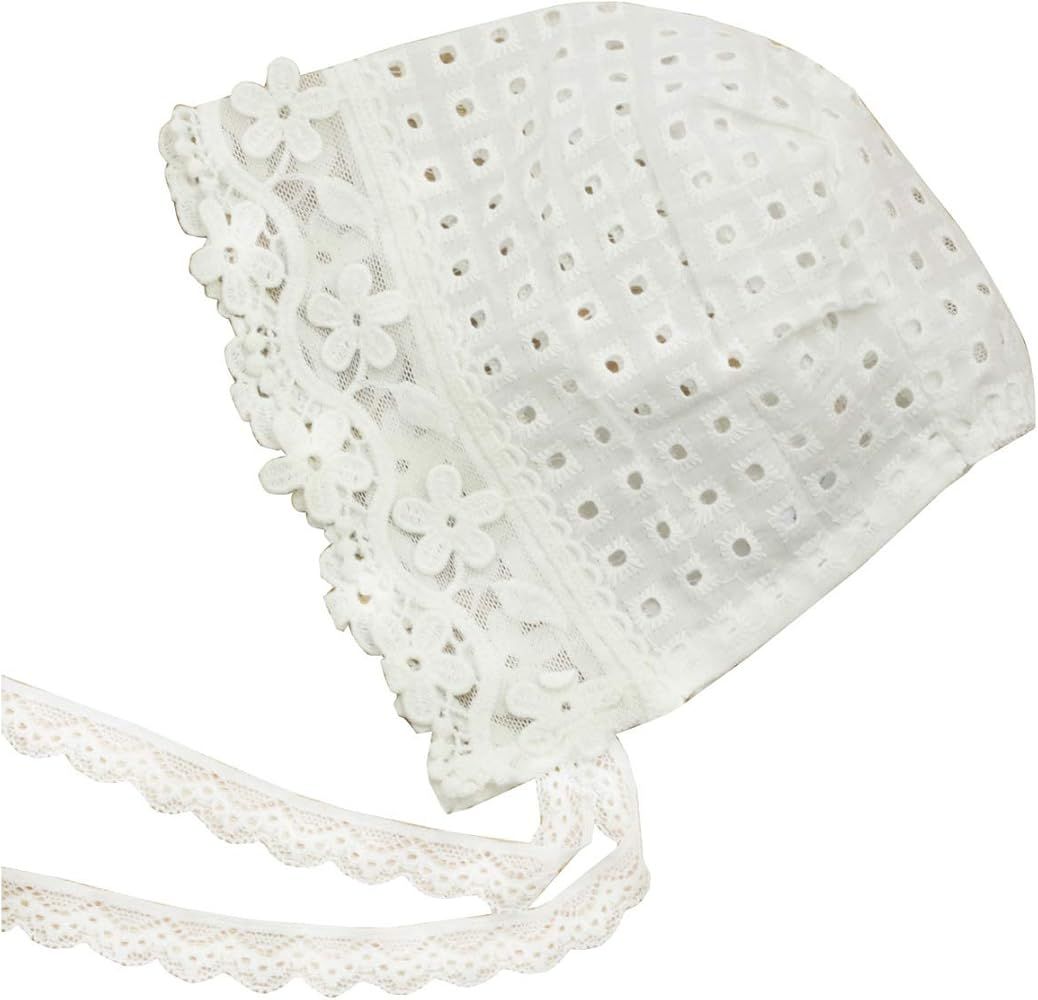 White Lace Baby Bonnet Toddler Bonnets Infant Newborn Girl Cap Summer Hat | Amazon (US)