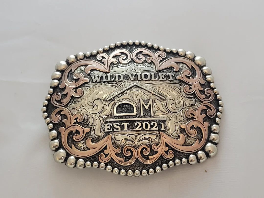 Trophy Western Belt Buckle - Custom Made - German silver - Hand Engraved - Customize yours today! | Etsy (US)