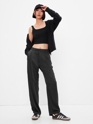 High Rise Pleated Satin Trousers | Gap (US)