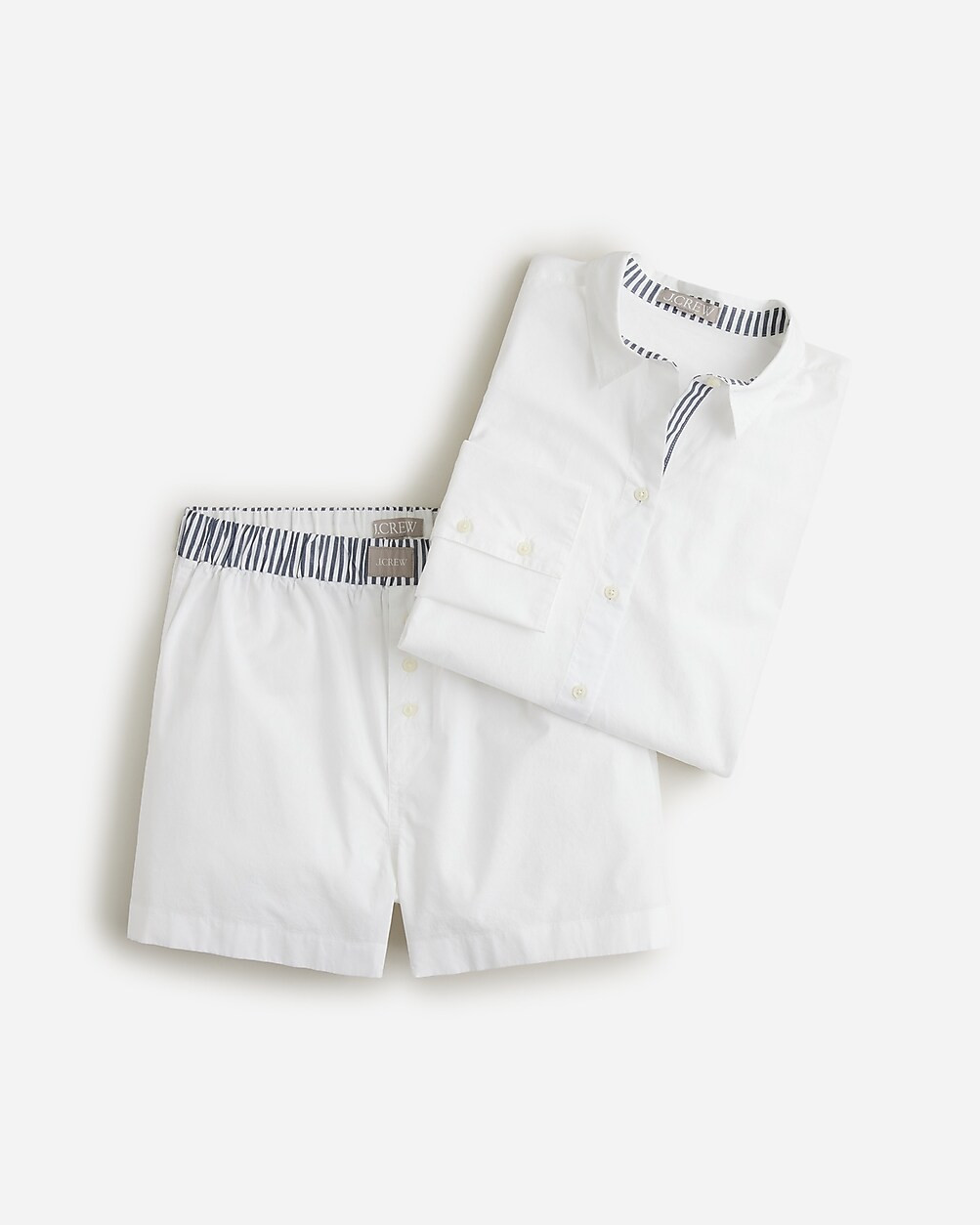 Long-sleeve cotton poplin boxer short set | J. Crew US