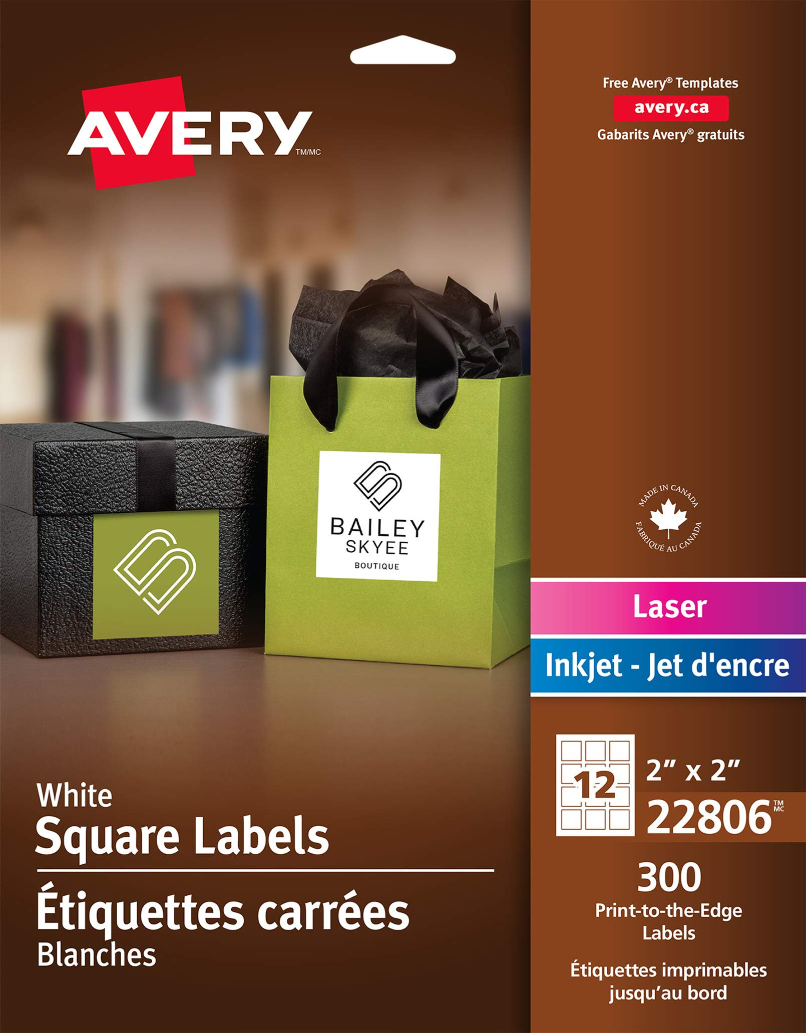 Avery Square Labels for QR Codes, Laser and Inkjet Printers, 2" x 2", 300 Labels, Permanent, Squa... | Amazon (CA)