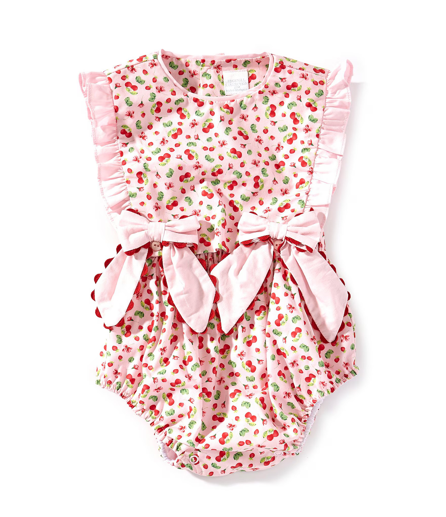 Baby Girls Sleeveless Cherry Print Side Bow Bubble Romper | Dillard's
