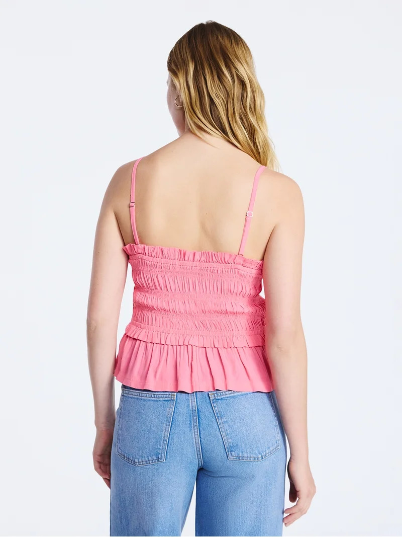 Free Assembly Women's Smocked Top with Peplum Hem, Sizes XS-XXL | Walmart (US)