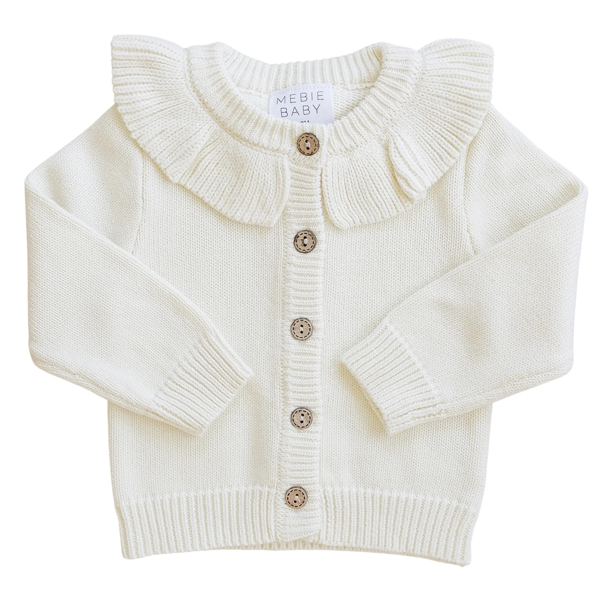 Cream Ruffle Knit Cardigan | Mebie Baby