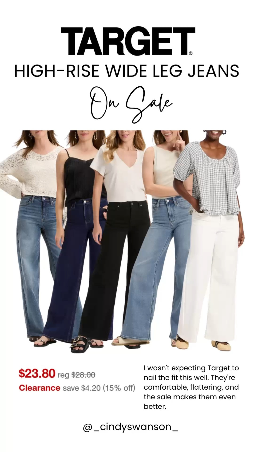 These Target high-rise wide leg jeans are on clearance for just $23.80! They have such a flattering fit, are comfortable to wear, and come in multiple washes that make them easy to style for every season. If you’ve been wanting to try the wide leg trend, this is a great time to grab a pair while they’re on sale.

💡 LTK MADE EASY
❤️ Heart = Support my posts!
🔖 Save = Get sale & restock alerts
📋 Lists = Keep favorites organized
📲 Share = Send lists and products to a friend. Hello, Christmas List!
💬 Comment = Ask me anything about what I’m wearing. :-)