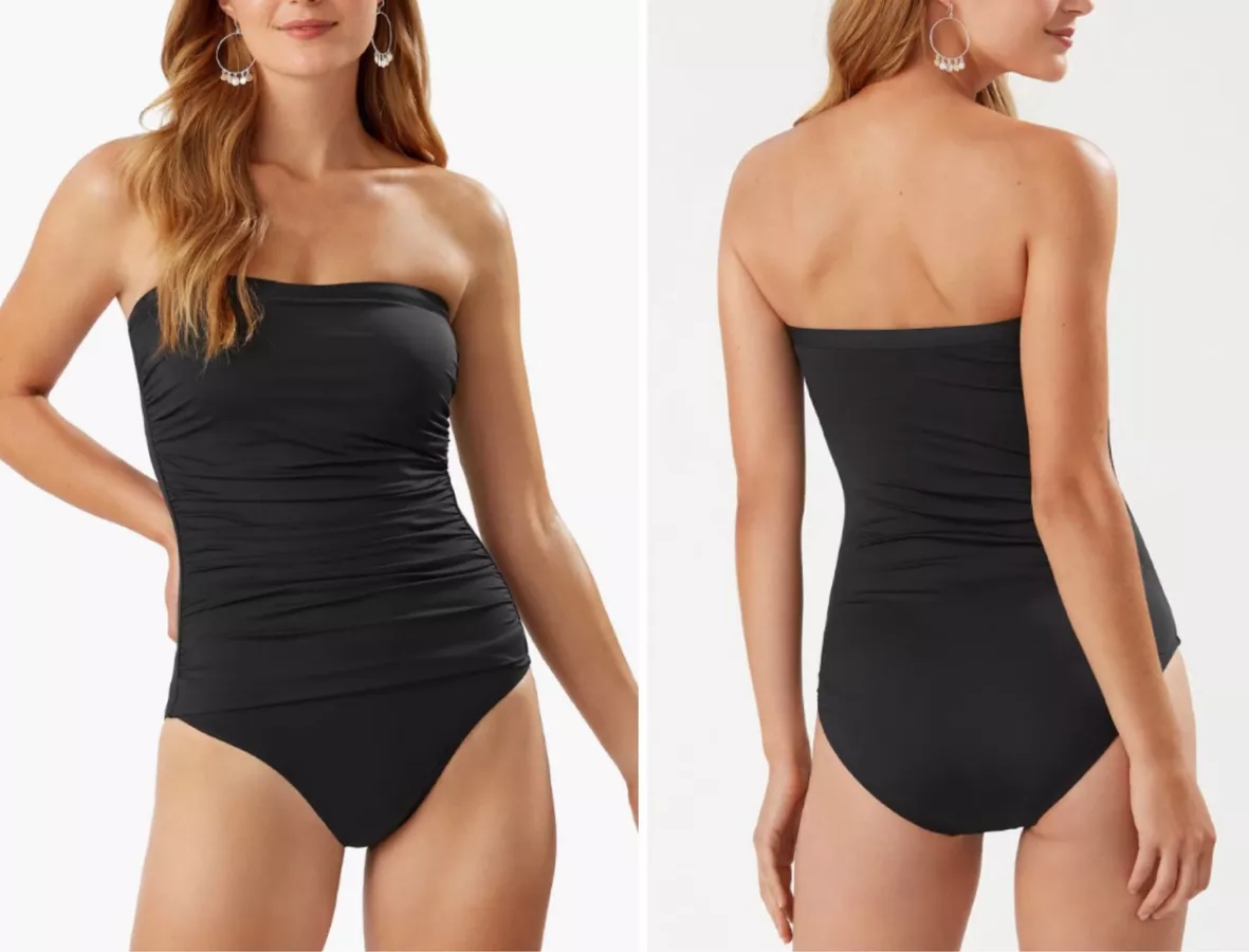 New Women One-piece Beach Black Strapless Swimwear Tankini Bathing Bikini  Plus Size
