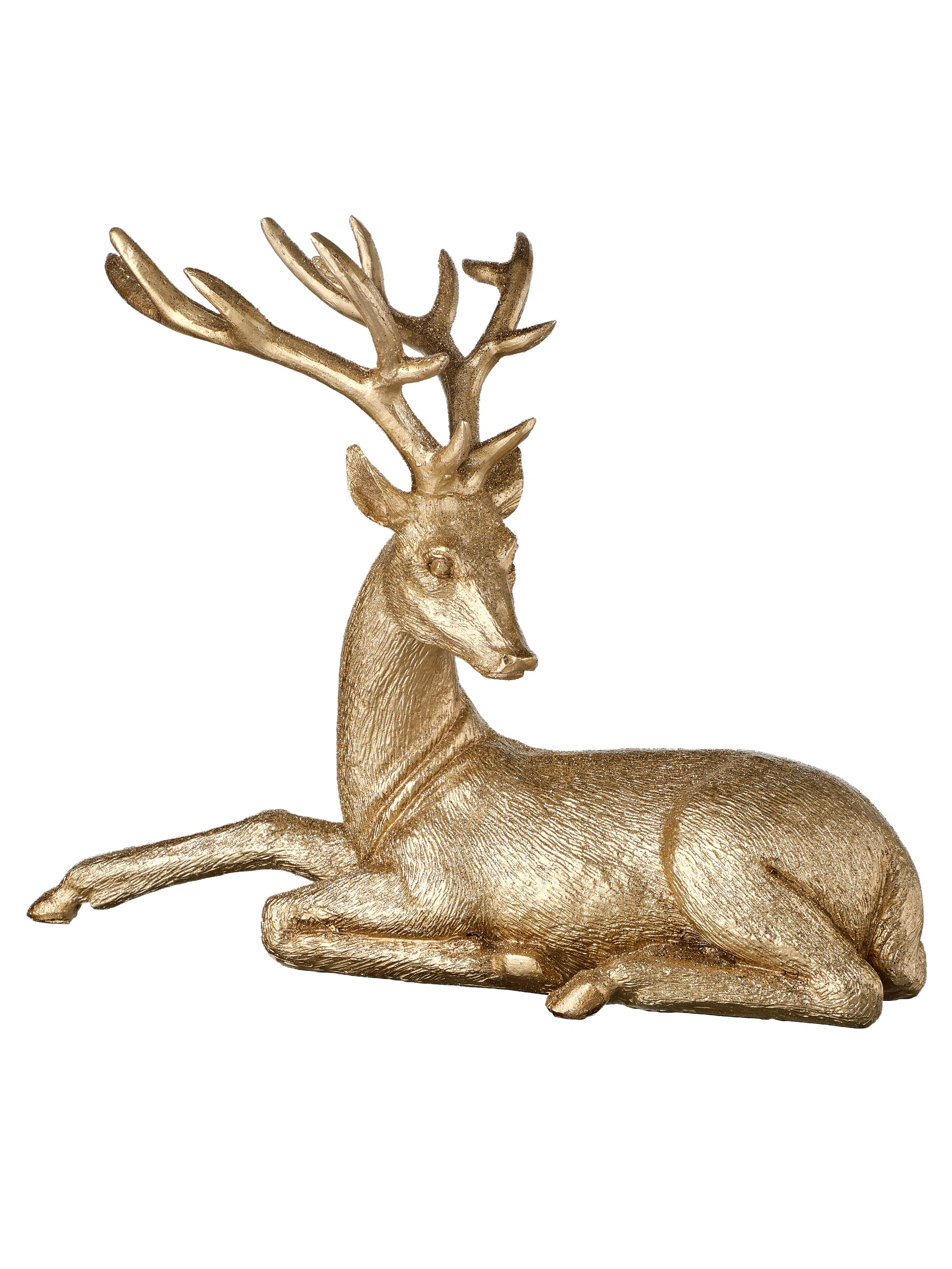 Long Horn Laying Deer Decorative Accent | Wayfair North America