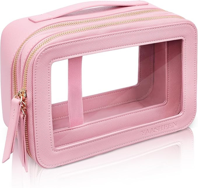 Clear Makeup Bag Clear Cosmetic Bag Large Toiletry Bag With Zipper Double Sided Travel Makeup Bag... | Amazon (US)
