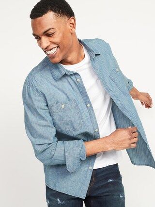 Regular-Fit Chambray Workwear Shirt for Men | Old Navy (US)