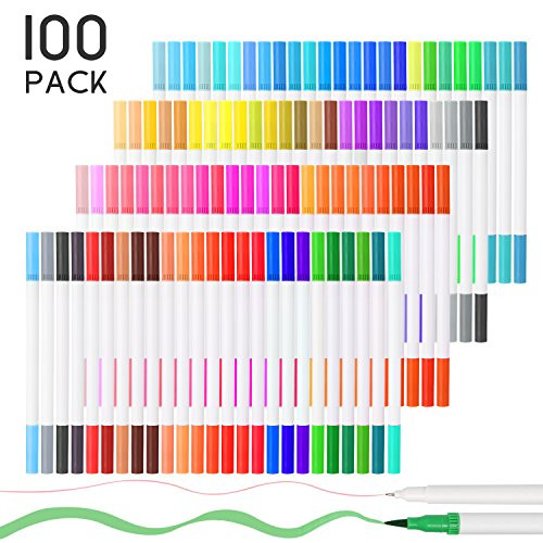 Dual Tip Markers, UnityStar 100 Colors Dual Brush Pens Highlighters with 0.4 Fineliner Tip, Brush Ti | Amazon (US)