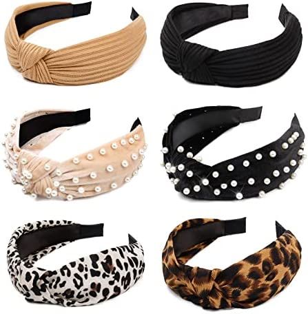 WOVOWOVO Headbands for Women Girls Knotted Headbands Pearl Headband Wide Top Knot Head Bands for ... | Amazon (US)