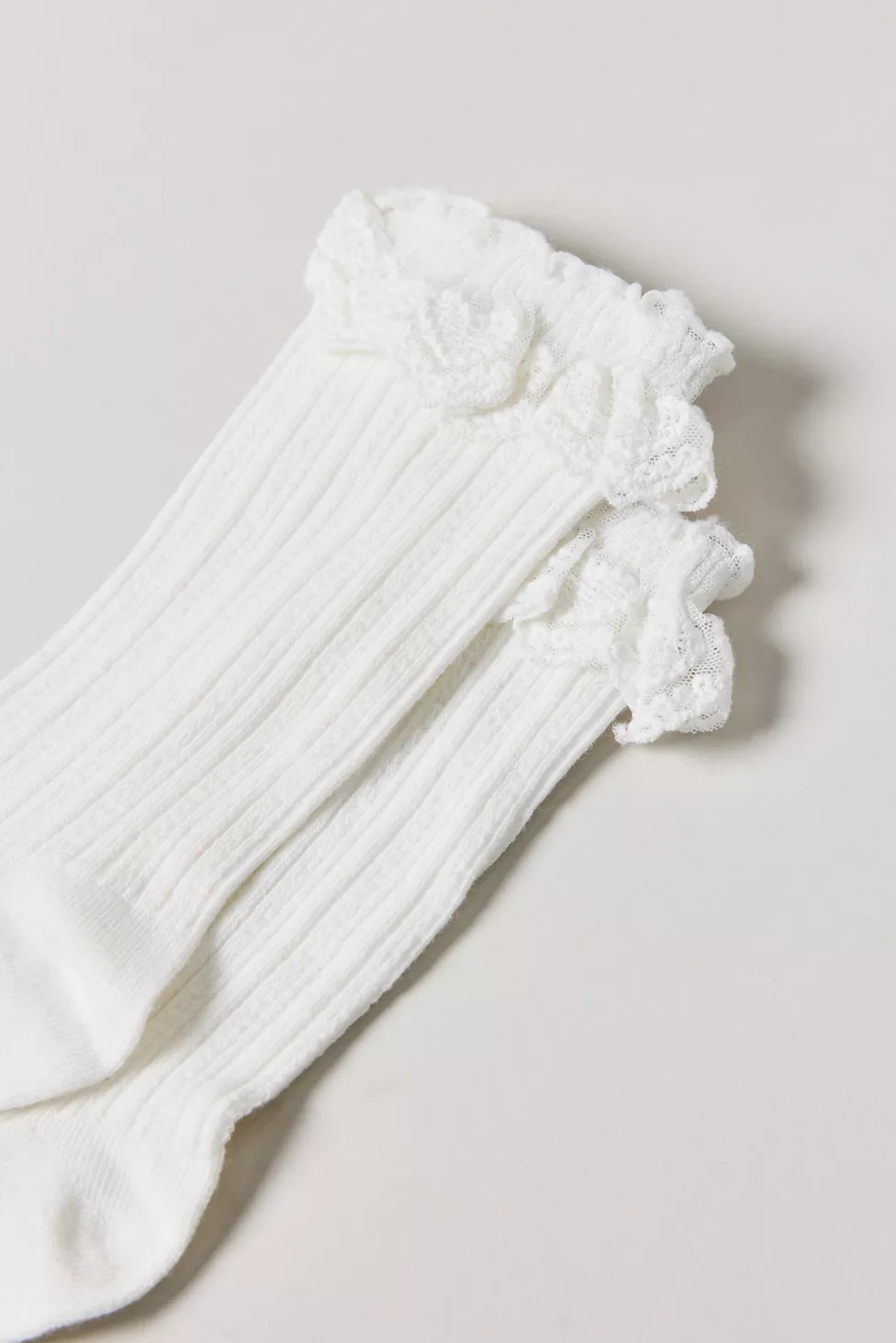 Ava Heart Lace Trim Crew Sock | Urban Outfitters (US and RoW)