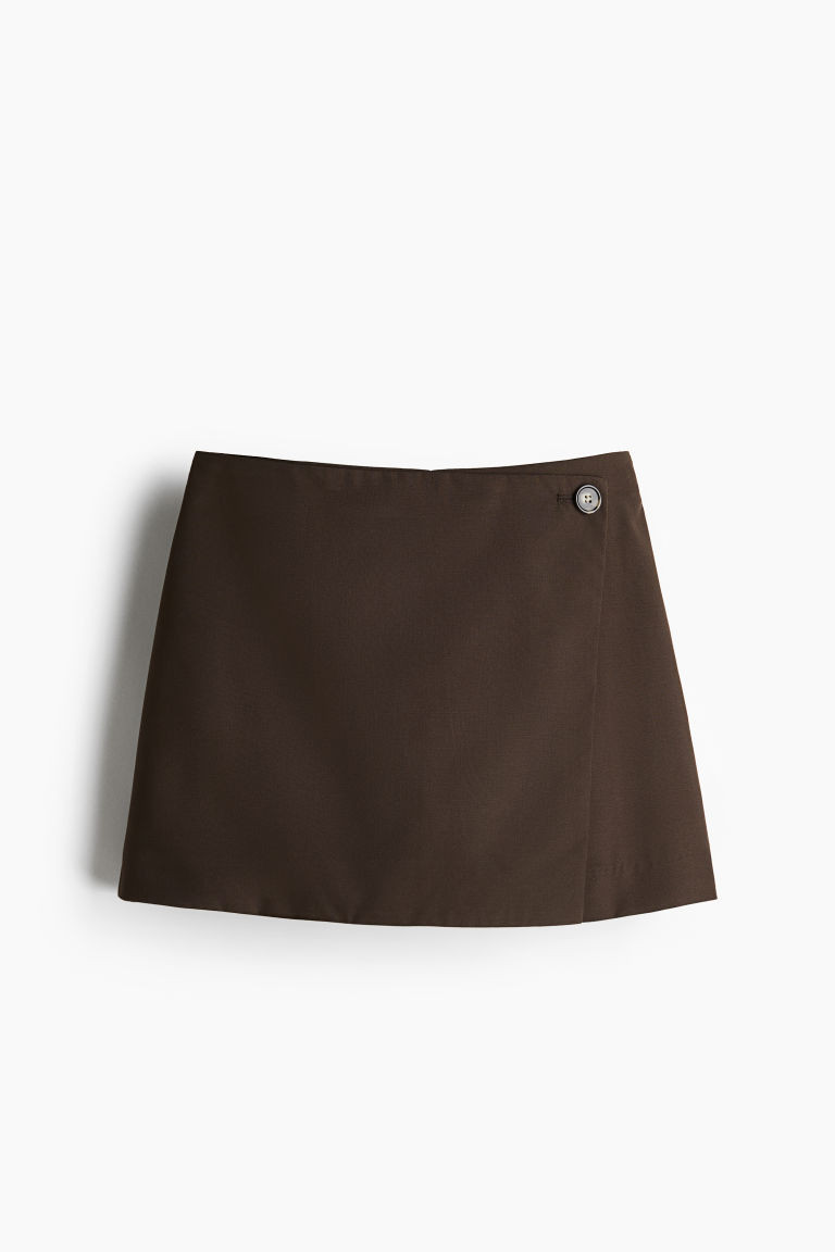 Mini skort - Dark brown - Ladies | H&M GB | H&M (UK, MY, IN, SG, PH, TW, HK)