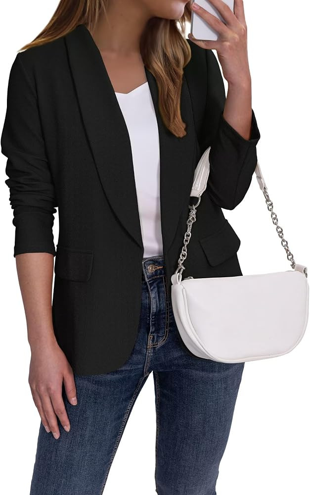 Ahlaray Women's Blazer Business Casual Lapel Collar Long Sleeve Open Front Work Office Suit Jacke... | Amazon (US)