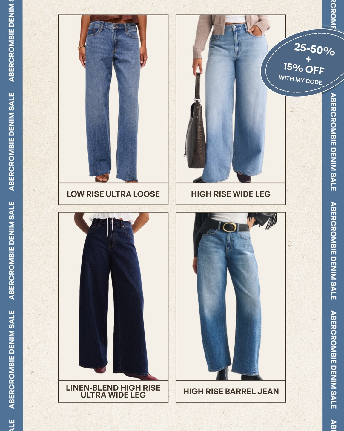 #ad #Abercrombiepartner @abercrombie 🤍 My favorite denim over the years! The Abercrombie denim sale is back! These are my top styles & my code ‘AFKELSEYB’ will stack on top of the sale!

Denim Promo: *Offer valid online only August 5, 2026 to August 10, 2026 in US/CA. Excludes clearance. Online price reflects discount.
Extra 20% Off: *Offer valid in stores and online August 5, 2026 to August 10, 2026 in US/CA. Exclusions apply as indicated. Online price reflects discount.
Promo Code: *Use code DENIMAF to get an additional 15% off almost everything in stores and online at checkout from August 5, 2026 to August 10, 2026 in US/CA. Exclusions apply. See details online.

#LTKSaleAlert #LTKMidsize