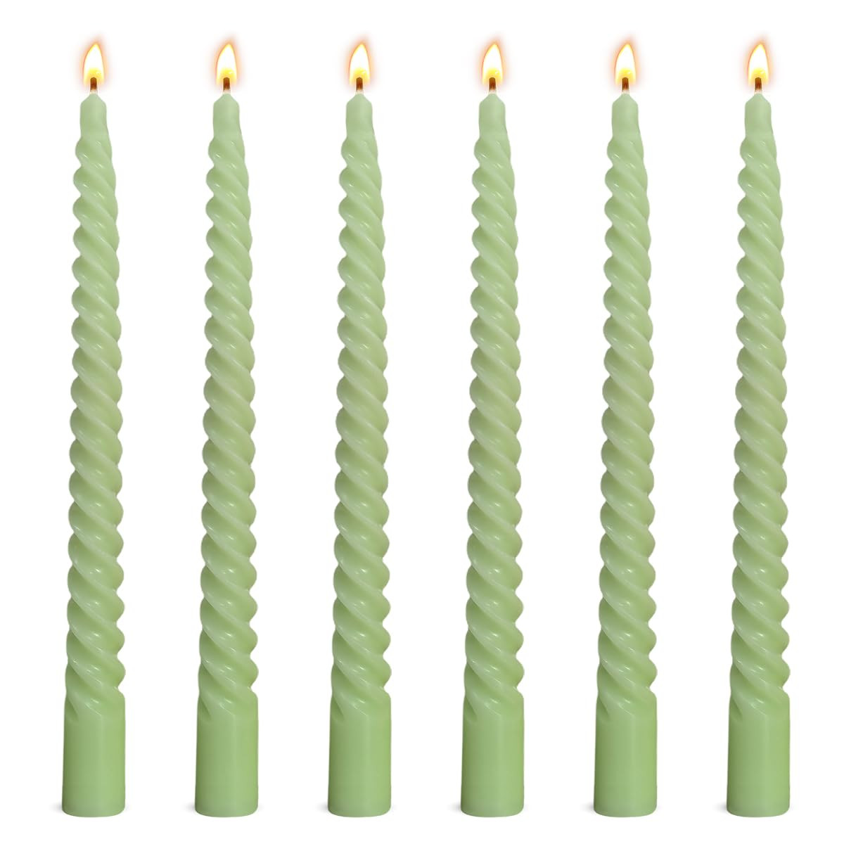 6 Pack 10 Inch Sage-Green Spiral Taper Candles for Christmas and Spring Home Decoration, Unscented Dripless Twisted Candlesticks for Dinner St. Patrick's Day Earth Day and Garden Parties | Amazon (US)