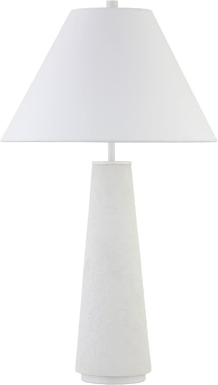 Henn&Hart 28" Tall Monochrome Table Lamp with Fabric Shade in Flat White, for Home, Living Room, ... | Amazon (US)