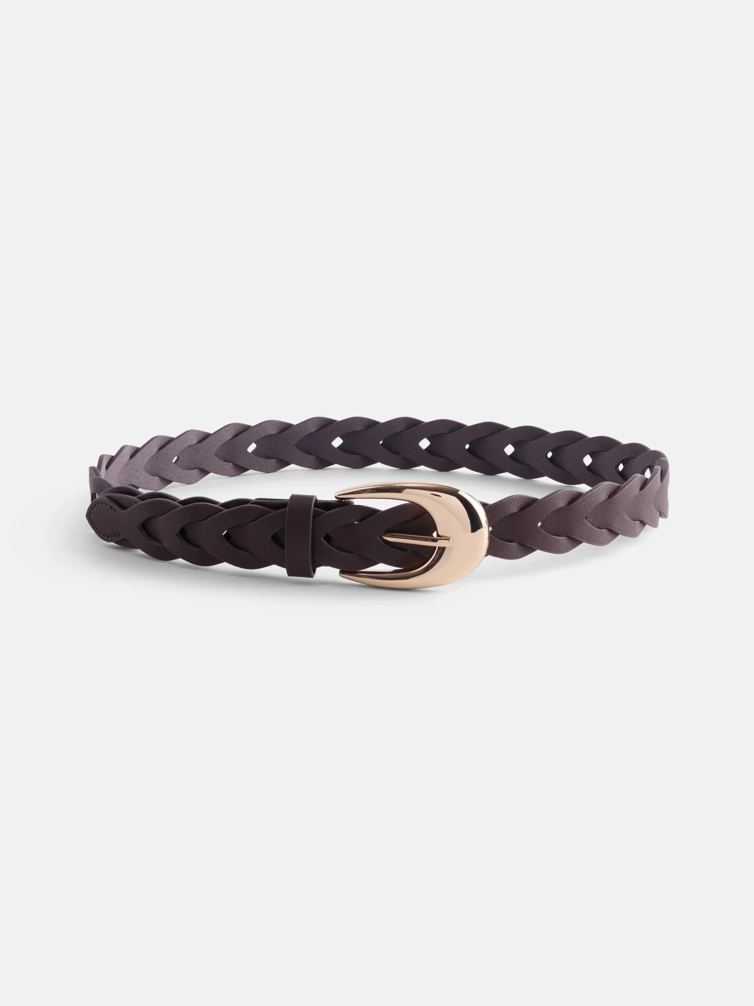 Scenario Women's and Women's Plus Faux Leather Twisted Braid Belt, Dark Brown | Walmart (US)