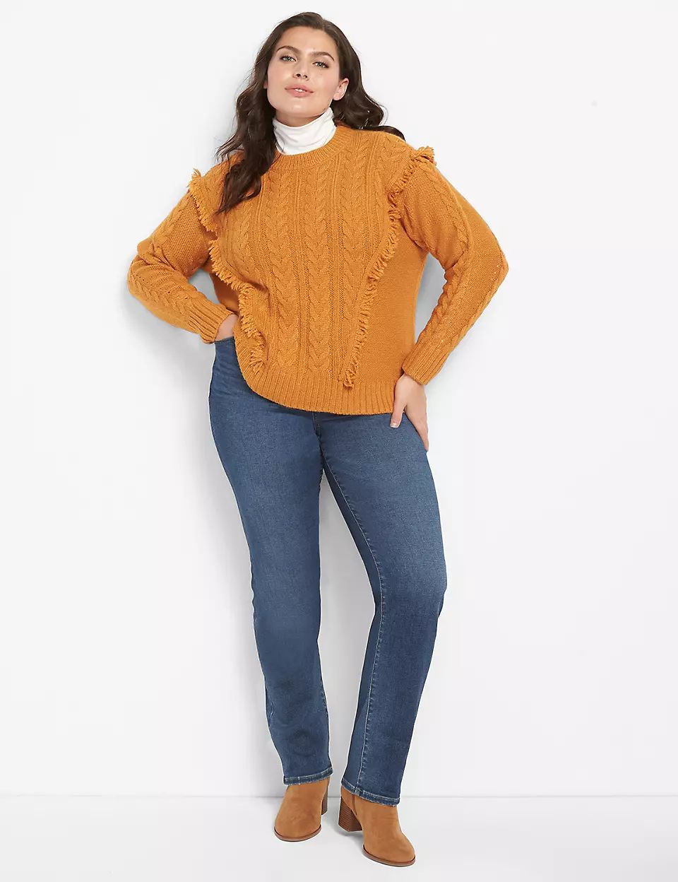 Crew-Neck Cable-Knit Sweater | Lane Bryant (US)