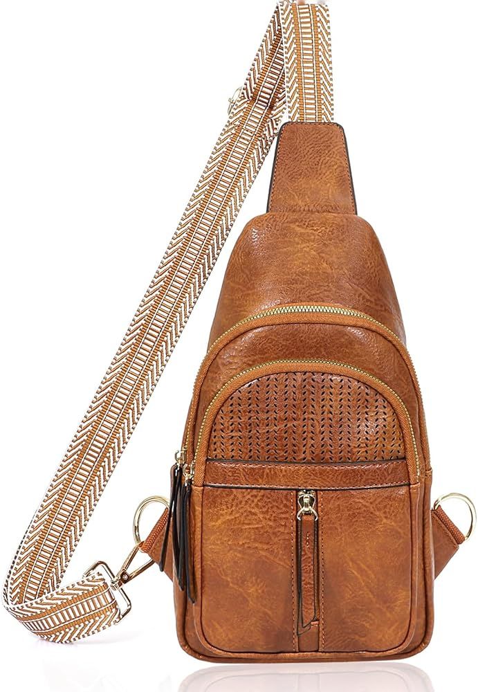 SUOSDEY 2024 Sling Bag for Women Leather Crossbody Bags for Women Trendy Chest Bag Traveling Walk... | Amazon (US)