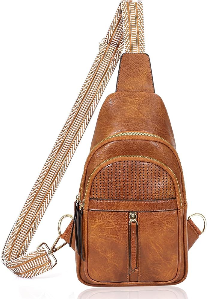 SUOSDEY 2024 Sling Bag for Women Leather Crossbody Bags for Women Trendy Chest Bag Traveling Walk... | Amazon (US)