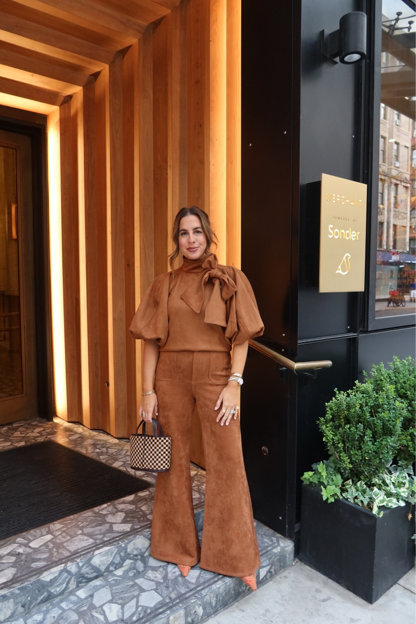 NYFW outfit 🍂🍁 obsessed with this suede set and can’t wait to style these pieces separately for fall