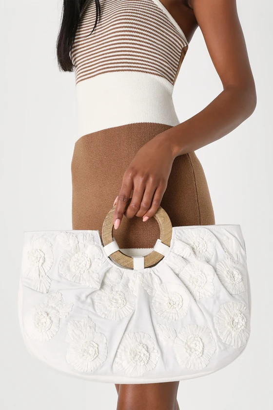 Vacay Daydream Ivory Straw Floral Tote | Lulus (US)