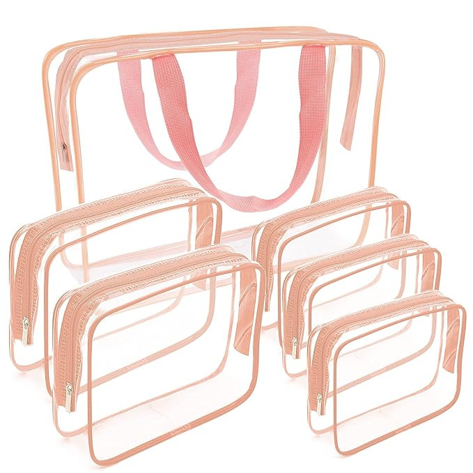 Clear Makeup Bags, APREUTY TSA Approved 6 Pcs Cosmetic Makeup Bags Set Clear PVC with Zipper Hand... | Amazon (US)