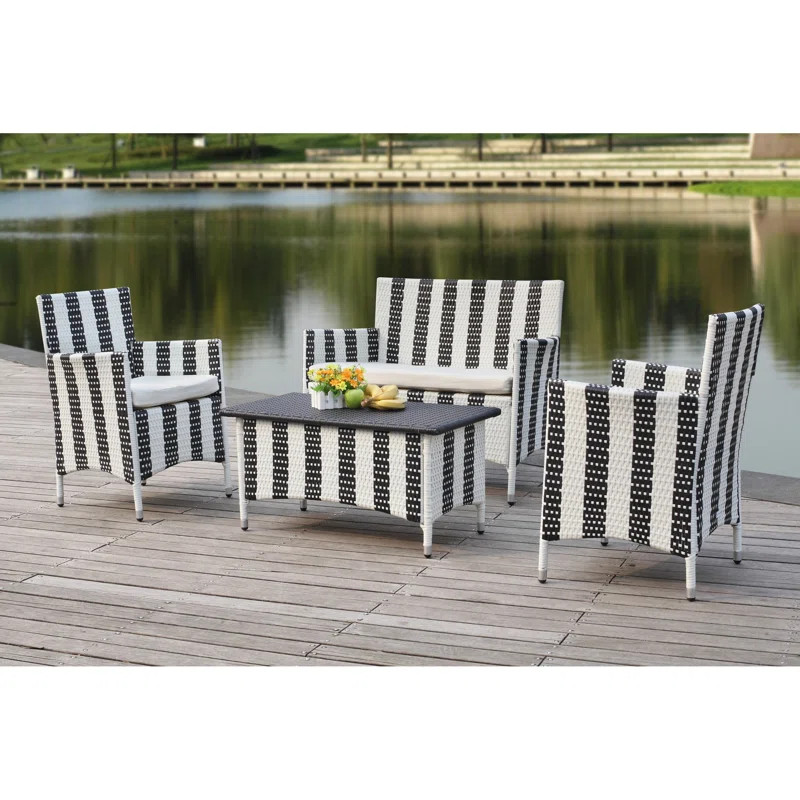 Mckeever 4 - Person Patio Conversation Set with Cushions | Wayfair North America