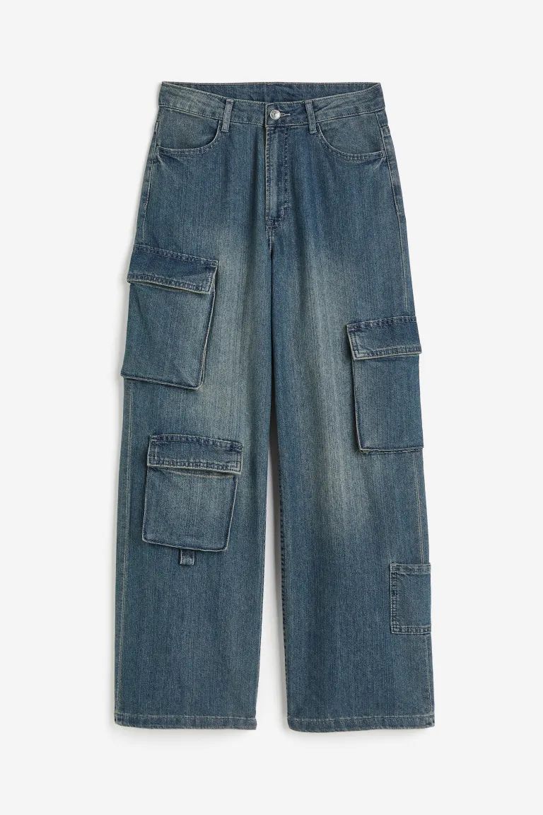 Wide High Cargo Jeans - Denim blue - Ladies | H&M US | H&M (US + CA)