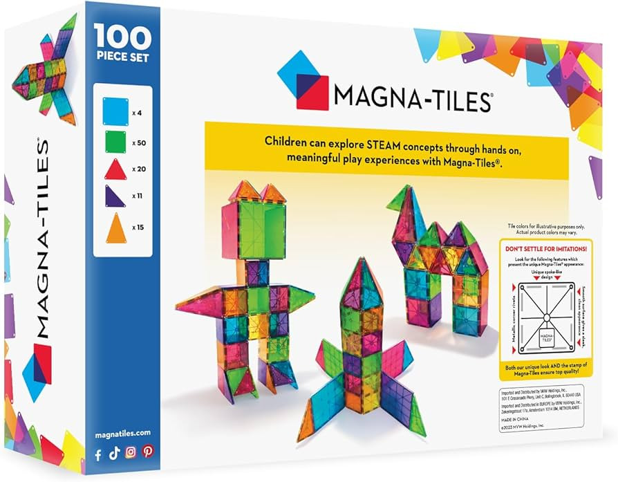 MAGNA-TILES Classic 100-Piece Magnetic Construction Set, The ORIGINAL Magnetic Building Brand | Amazon (US)