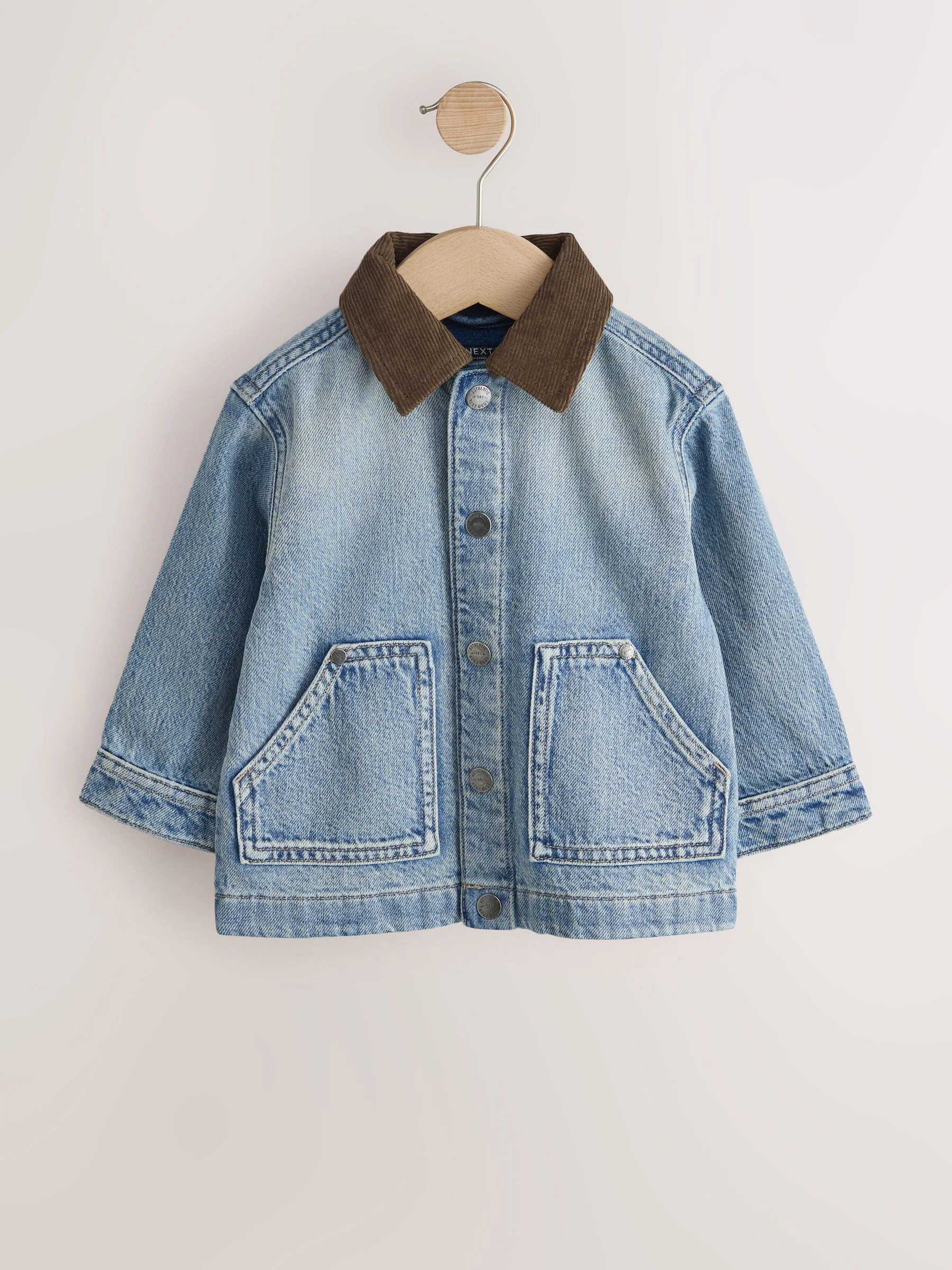 Next Blue Denim Long Sleeve Cord Collar Shirt (3mths-7yrs) | Next US