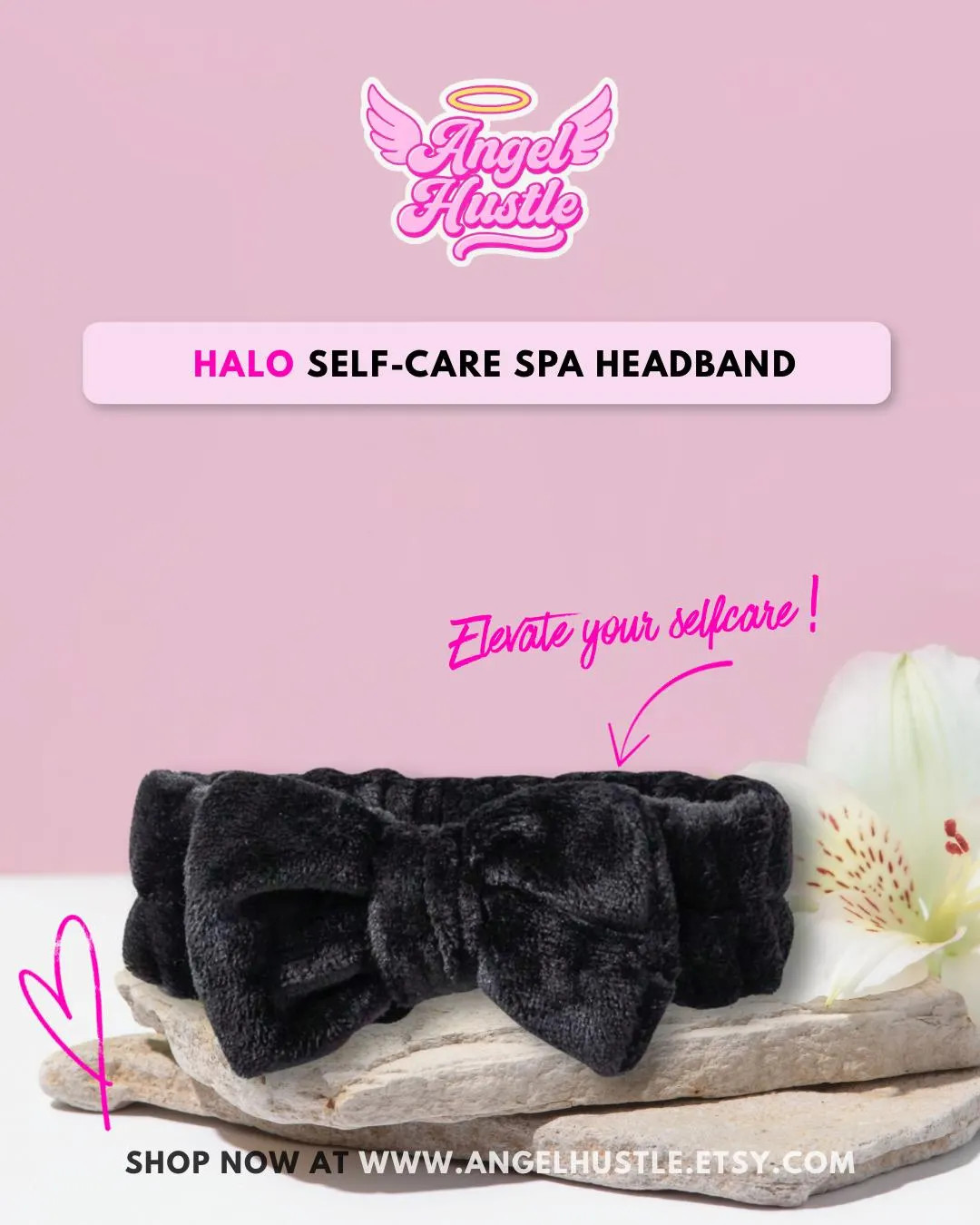 Halo Luxe Spa Headband - Black Bow Stretch Headband for Makeup, Skincare, Face Washing & Self-car... | Etsy (US)