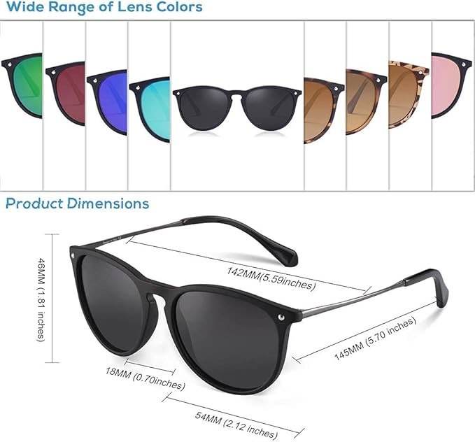 Carfia Vintage Polarized Sunglasses for Women Men UV400 Protection Classic Designer Style | Amazon (CA)
