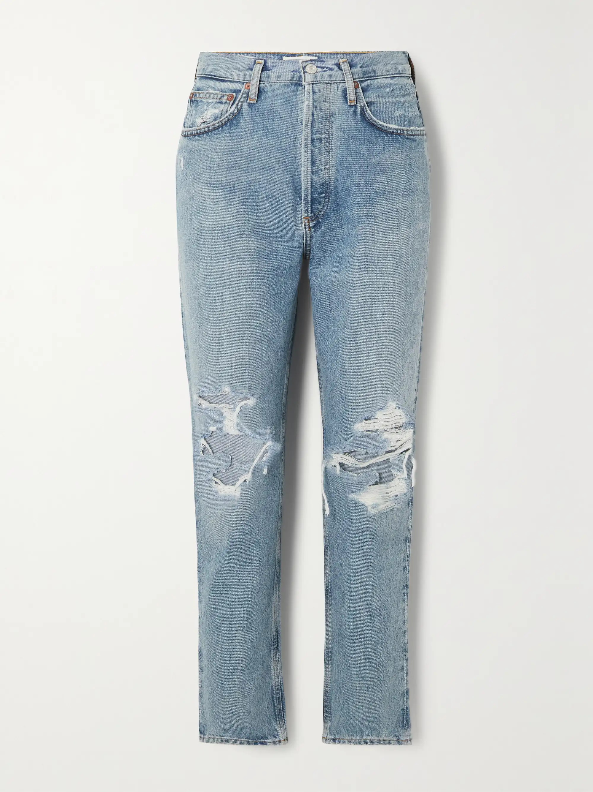 Fen cropped distressed organic high-rise slim-leg jeans | NET-A-PORTER (UK & EU)